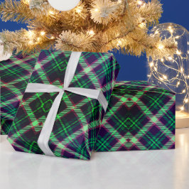 Traditionelles Tartan Green Blue Kariert Geschenkpapier