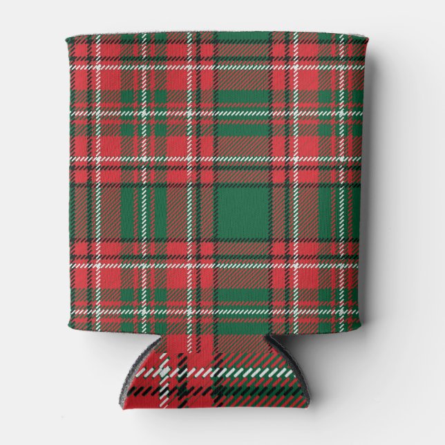 Traditionelles Tartan: kariertes rot-grünes Muster Dosenkühler (Vorderseite)