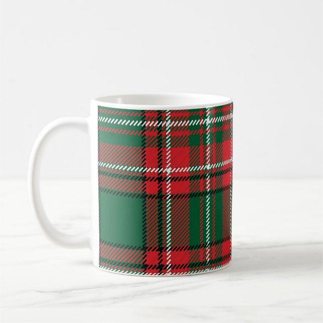 Traditionelles Tartan: kariertes rot-grünes Muster Kaffeetasse (Links)