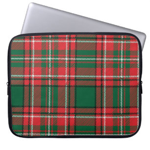 Traditionelles Tartan: kariertes rot-grünes Muster Laptopschutzhülle