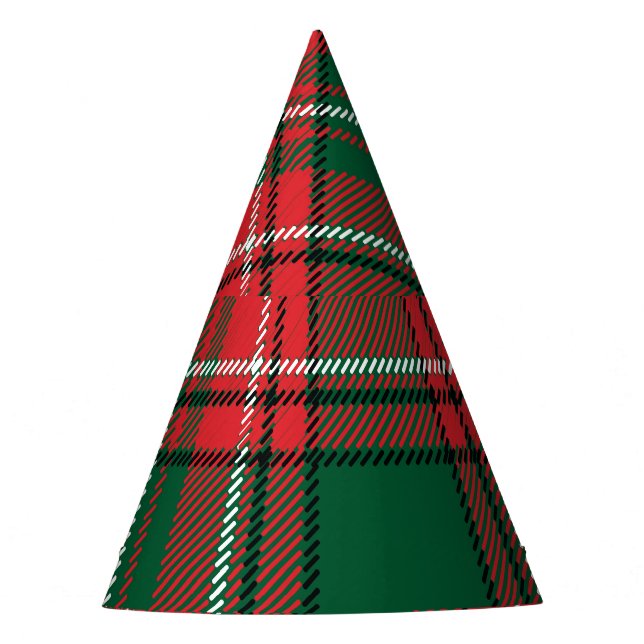 Traditionelles Tartan: kariertes rot-grünes Muster Partyhütchen (Vorderseite)