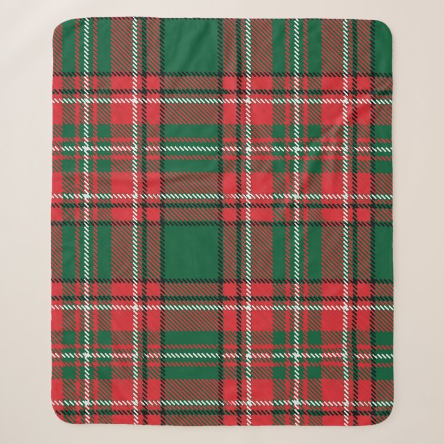 Traditionelles Tartan: kariertes rot-grünes Muster Sherpadecke (Vorderseite)