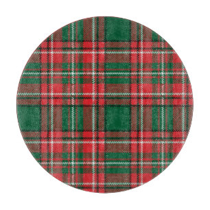 Traditionelles Tartan: rot-grünes Karomuster. Schneidebrett