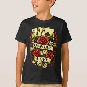 Traditionelles Tattoo Retro-Tattoo Rosen Würfel Ka T-Shirt