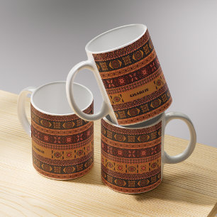 Traditionelles Terrakotta Ethnisches Stammesmuster Kaffeetasse