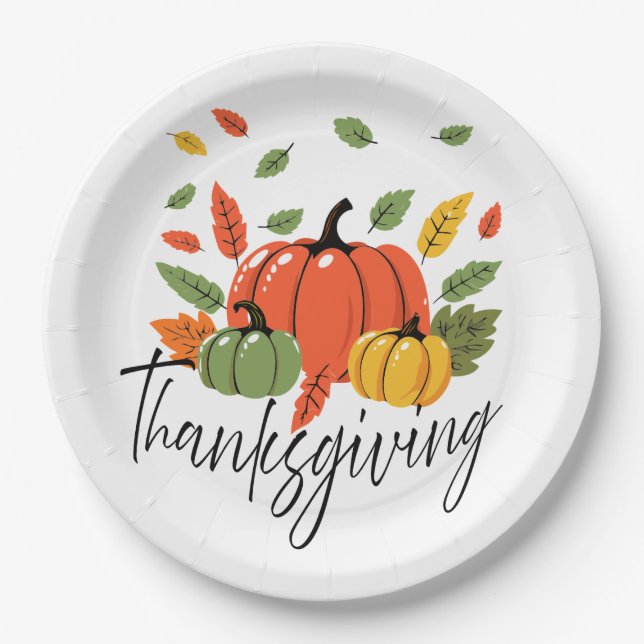Traditionelles Thanksgiving-Design Pappteller (Vorderseite)