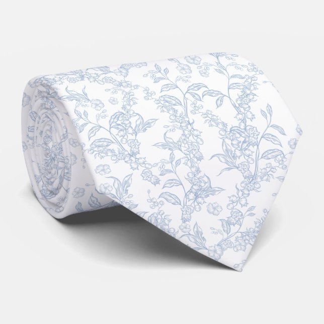 Traditionelles Toile-De-Jouy-Chinoiserie-Muster  Krawatte (Gerollt)