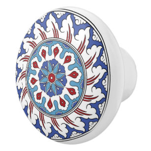 Traditionelles türkisches Iznik-Blumen-Tulpen-Nelk Keramikknauf