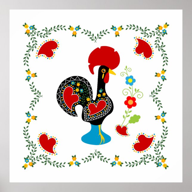 Traditionelles Verzeichnis Portugals in schwarz Poster (Vorne)