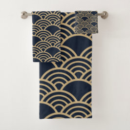 Traditionelles Vintages japanisches Design Lüfter  Badhandtuch Set