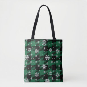 Traditionelles Weihnachts-Büffelkariert mit Schnee Tasche
