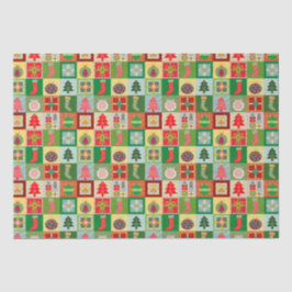 Traditionelles Weihnachts-Rot-Grün-Quiltiermuster Seidenpapier