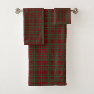 Traditionelles Weihnachts-Rot-Grün-Schachbrett Kar Badhandtuch Set