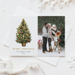 Traditionelles Weihnachtsbaum-Foto Feiertagspostkarte<br><div class="desc">Feiern Sie die Saison mit dieser eleganten Weihnachtspostkarte mit einem Vintagen Aquarellbaum,  der mit Metallic-Ornamenten und Bändern in Rot und Gold dekoriert ist. Ideal für klassische und traditionelle Feierlichkeiten. Passen Sie diese elegante Weihnachtspostkarte mit Ihrem Lieblings-Foto und Ihrer herzlichen Botschaft an.</div>