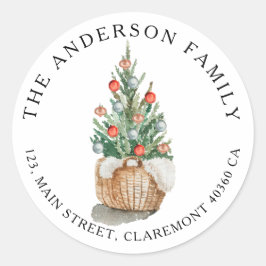 Traditionelles Weihnachtsbaum-Rücksendelabel Runder Aufkleber