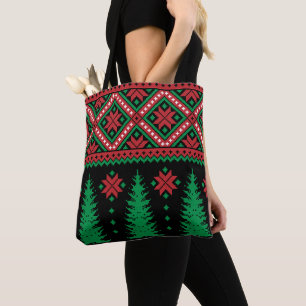 Traditionelles Weihnachtsbaum- und Schneeflockende Tasche