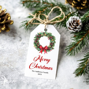 Traditionelles Weihnachtsgirlanden-Feiertagslabel Geschenkanhänger