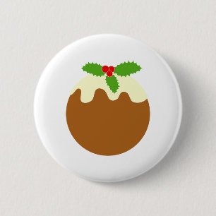 Traditionelles Weihnachtspudding. Auf Weiß. Button