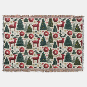 Traditionelles Weihnachtsrentier-Baum-Muster Decke