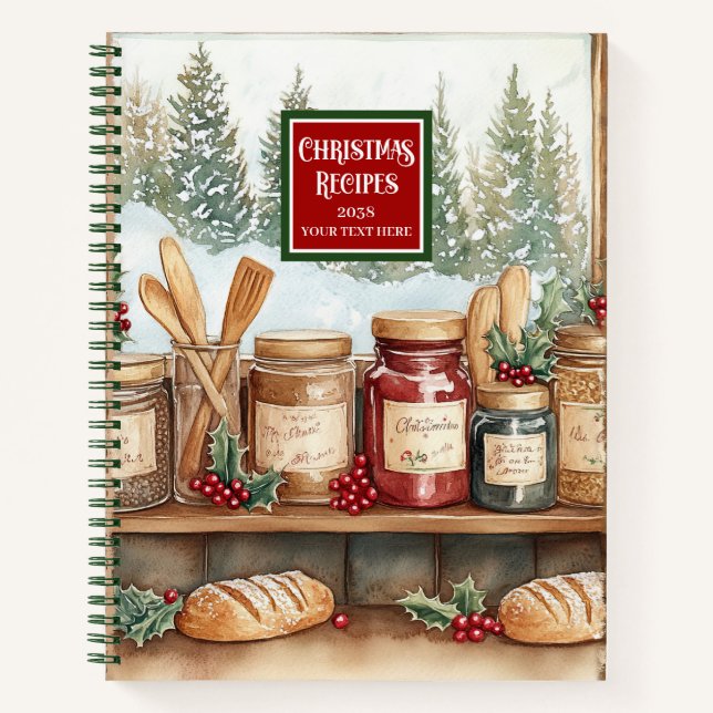 Traditionelles WeihnachtsrezeptorNotebook mit Name Notizbuch (Vorderseite)