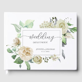 Traditionelles White Floral Frame Wedding Gästebuc Gästebuch