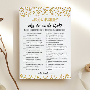 Traditions de mariage avec carte de jeu de réponse