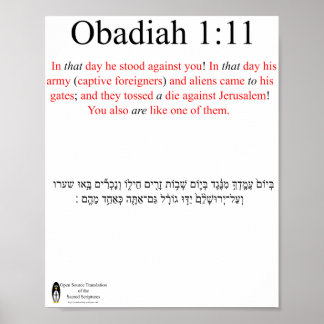 Traduction Open Source Obadiah 1:11 Affiche