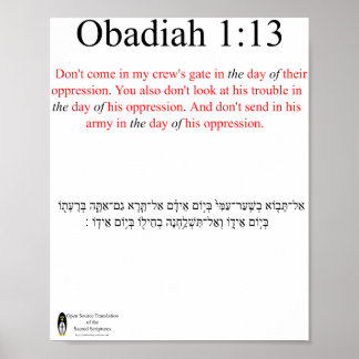 Traduction Open Source Obadiah 1:13 Affiche