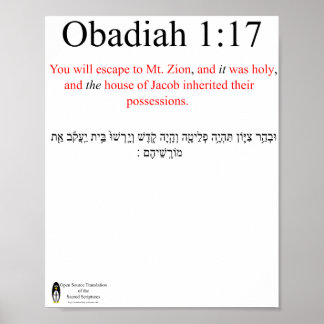 Traduction Open Source Obadiah 1:17 Affiche