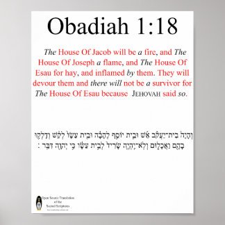 Traduction Open Source Obadiah 1:18 Affiche