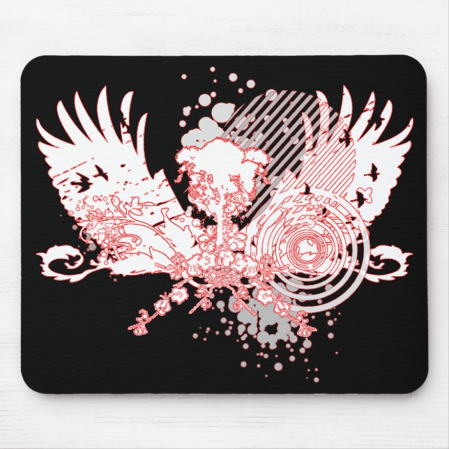 traf Baum. rot & weiß. Mousepad (Vorne)