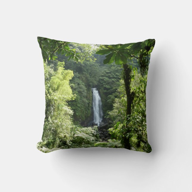 Trafalgar Falls Tropical Rainforest Fotografie Kissen (Vorderseite)