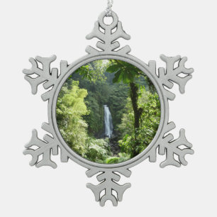 Trafalgar Falls Tropical Rainforest Fotografie Schneeflocken Zinn-Ornament
