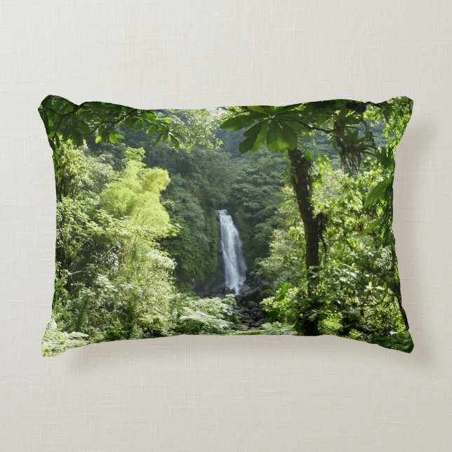Trafalgar Falls Tropical Rainforest Fotografie Zierkissen (Vorderseite)