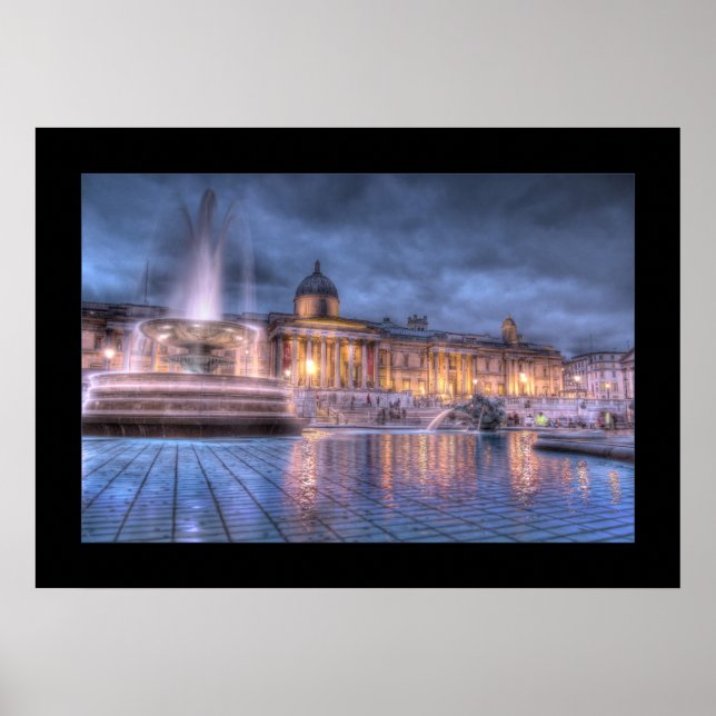 Trafalgar Square, London (Bordered) Print Poster (Vorne)