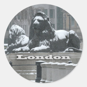 Trafalgar Square London - Snow Runder Aufkleber