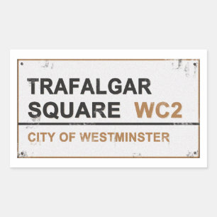 Trafalgar Square London - Vintages Zeichen Rechteckiger Aufkleber