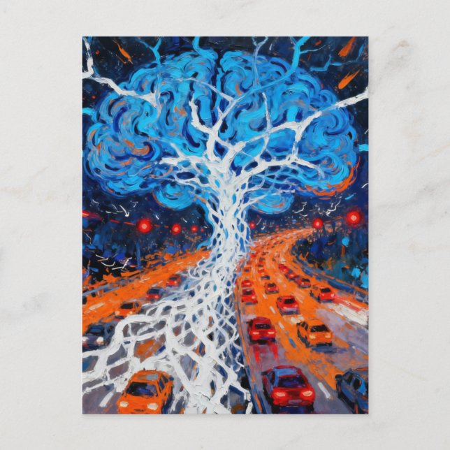 Traffic Jam in The Brain Surreal Postkarte (Vorderseite)