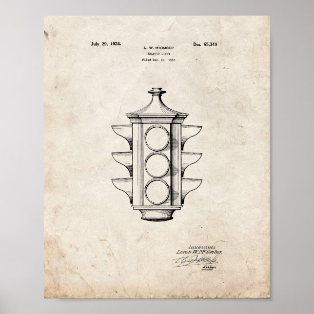Traffic Light Patent - Old Look Poster (Vorne)