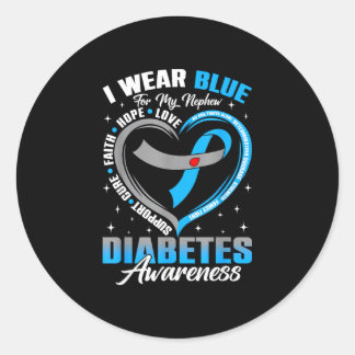 Trag Blau für das Diabetes-Bewusstsein des Neffen Runder Aufkleber