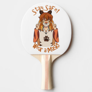 Trag eine Maske! Tischtennis Schläger