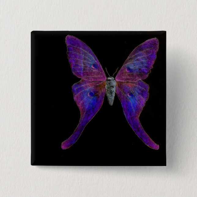 Tragbare Kunst des klaren blauen Schmetterlinges Button (Vorderseite)