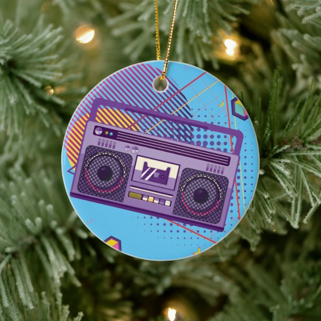 tragbarer Funkkassettenspieler mit Funky 80er, Boo Keramik Ornament (Baum)