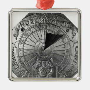 Tragbarer Sundial, von Sierk Schloss 1756 Silbernes Ornament