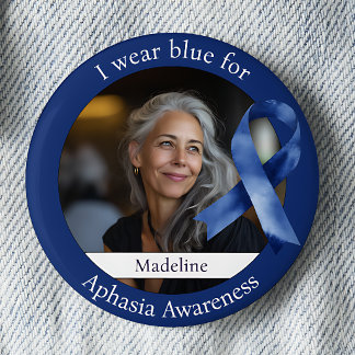 Trage Blau für Aphasia-Aufklärungsfoto Button