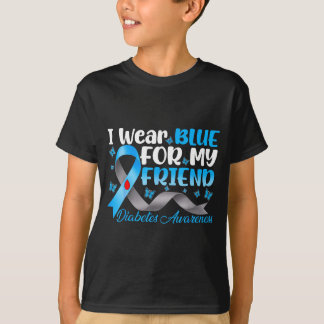 Trage Blau für Freund Diabetes-Bewusstsein Blau T-Shirt