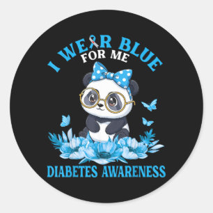 Trage Blau Für Süße Panda Blumen Diabetes Runder Aufkleber