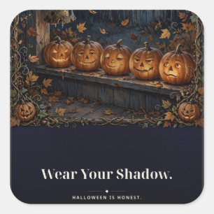 Trage Dein Schatten Halloween-Laternen-T-Shirt Quadratischer Aufkleber