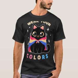 Trage deine Farben Süße schwarze Katze Kätzchen Lg T-Shirt