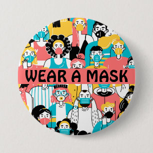Trage-eine-Maske-Knopf Button